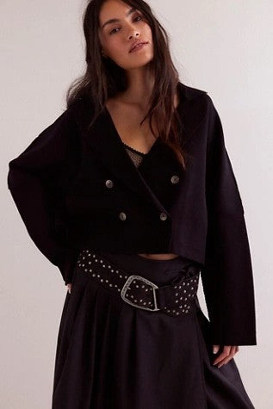 Free People Sadie Crop Oversized Sweater Blazer - S